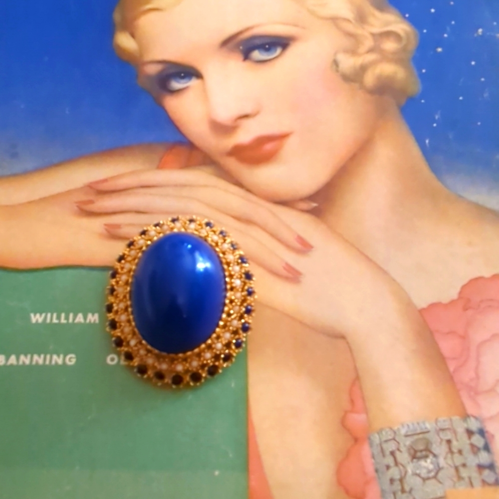 SOLD Vintage Pauline Rader Huge Dome Cabochon Brooch Pin Estate
